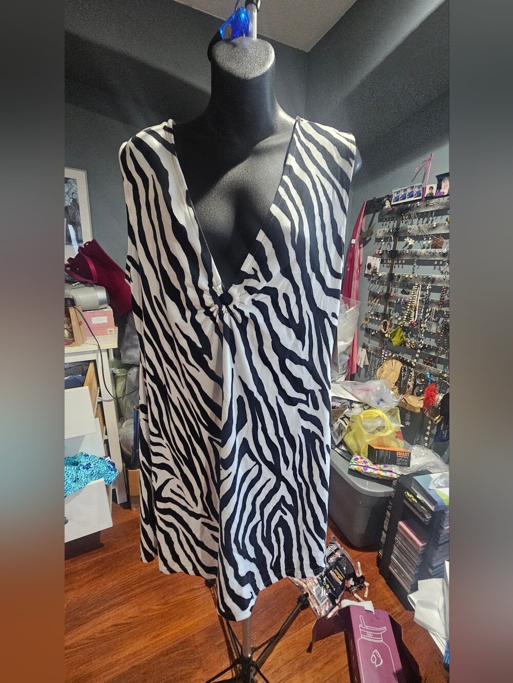 Women’s Zebra Print V-Neck Dress